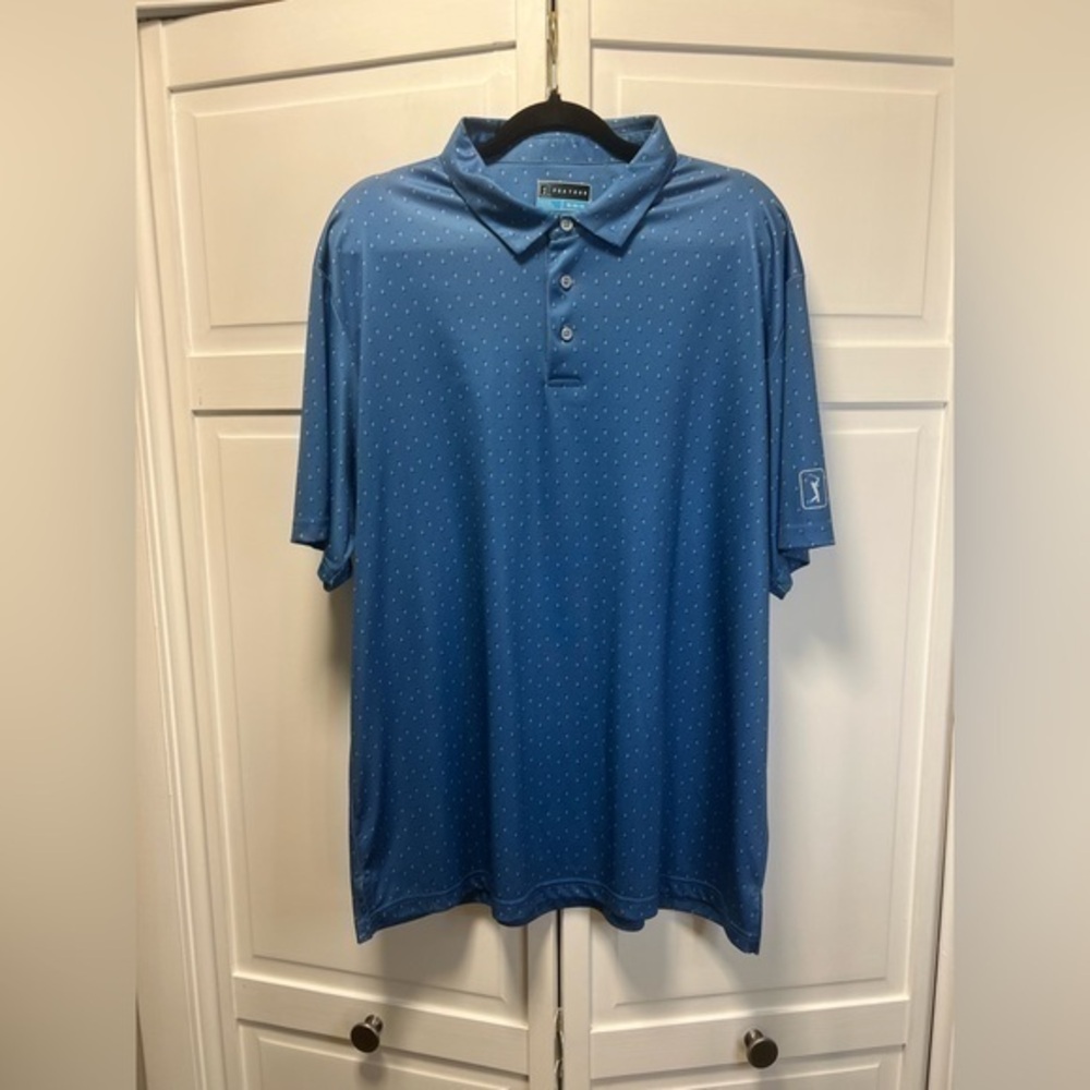PGA Tour Dry Fit Performance Golf Polo Size Men’s XL Color Blue And White